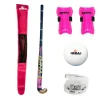 Kit De Iniciacion Hockey Palo+funda+bucal+bocha+canillera Rosa